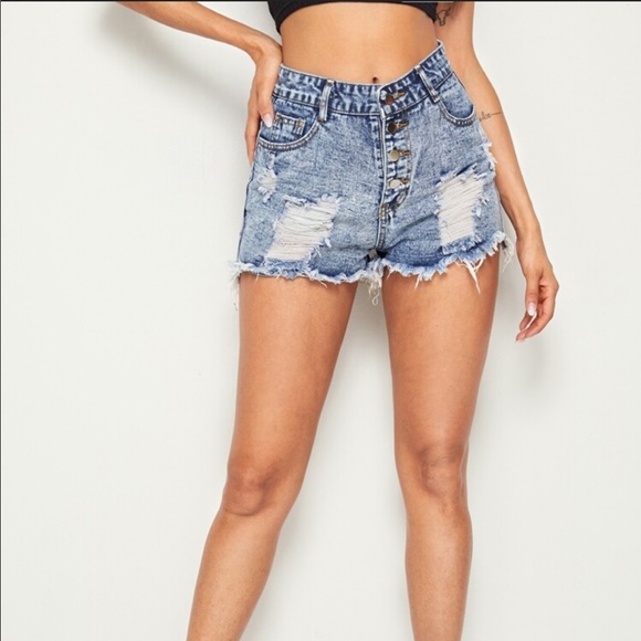 Distressed Denim Shorts - Picture 3 of 8